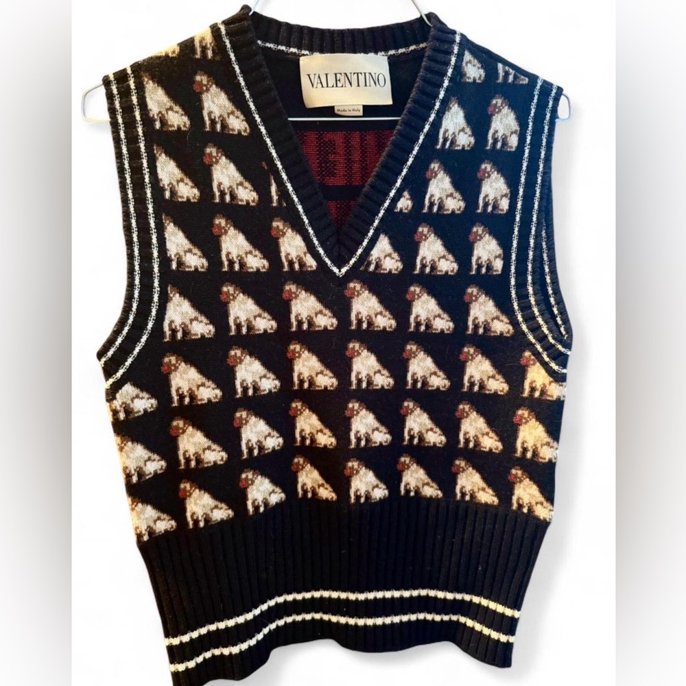 Authentic Valentino Dog Patterned Sweater Vest New W/ tags